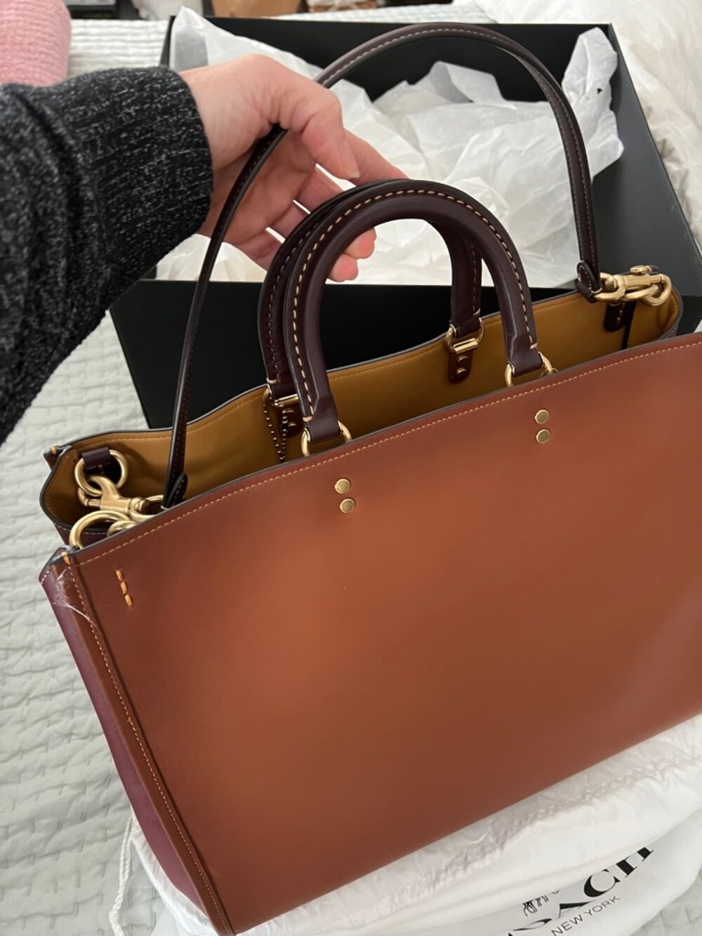 Coach 1941 Rogue 39 Tote Colorblock Saddle Oxblood Honey NWT